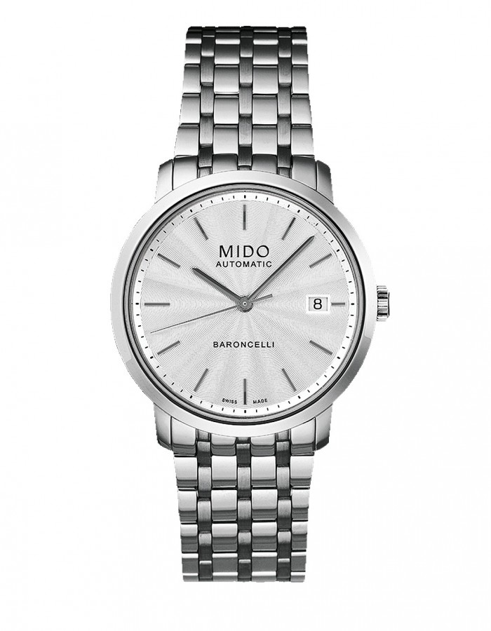This silver replica Mido watch adopted the stainless steel case, with 37mm diameter and self-winding movement inside.