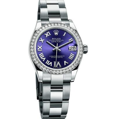 The diamonds on the bezel add the feminine touch to the fake Datejust.