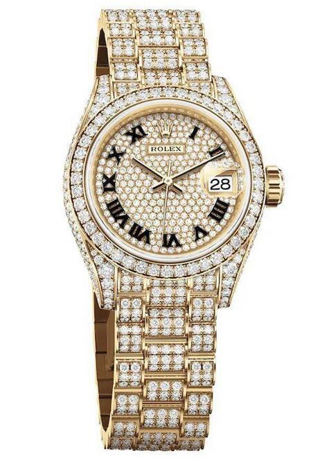 Swiss replica watches are wholly set with diamonds.